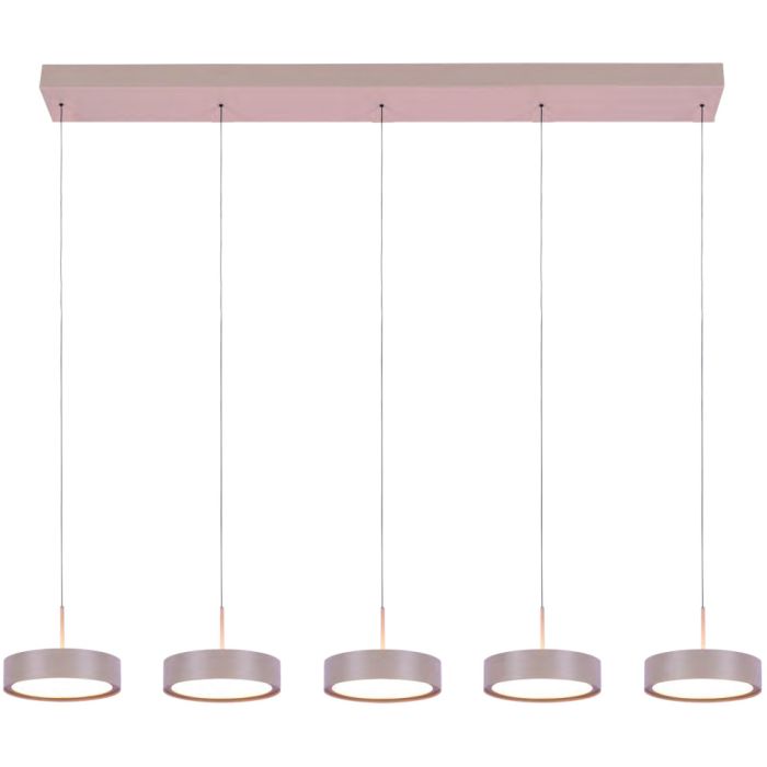 Freelight Alieno H3405C creme kleurige langwerpige hanglamp met vijf schijfvormige pendels