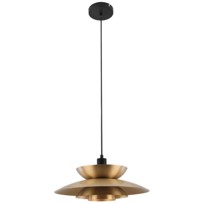 Freelight Muschio H3838BG zwarte hanglamp met gelaagde goudkleurige kap