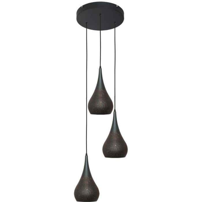 Freelight Bruciato H1603B gevlamd bruine hanglamp met drie kappen