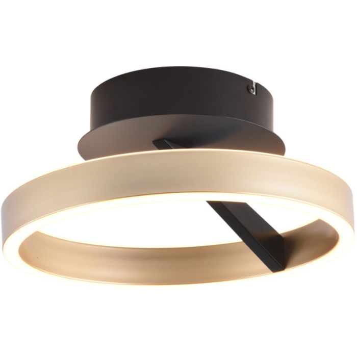 Freelight Pilota PL0930BG zwarte plafonnière met goudkleurige cirkelvormige ring