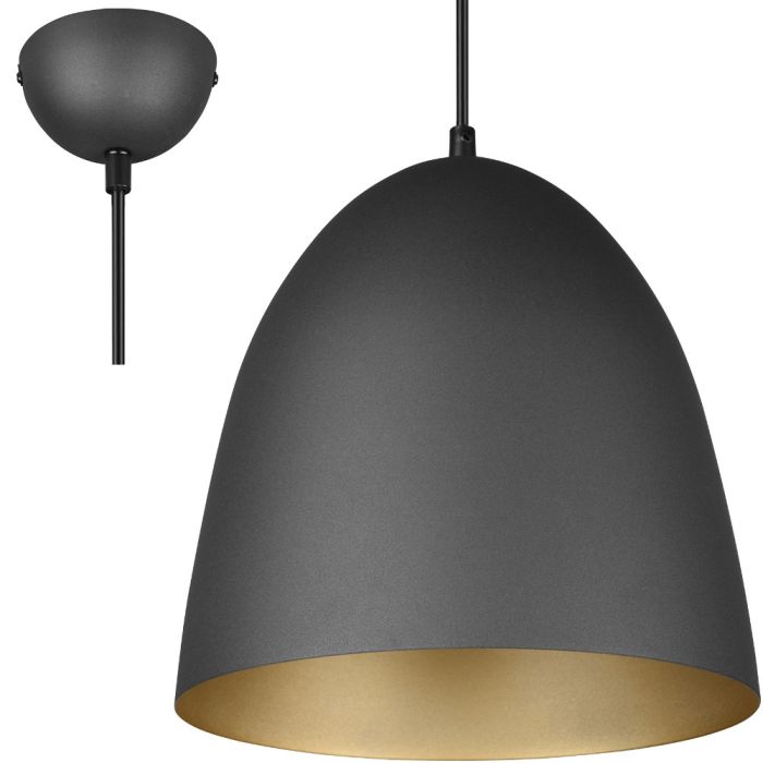 Trio Tilda R30661080 mat zwarte hanglamp met goud kleur