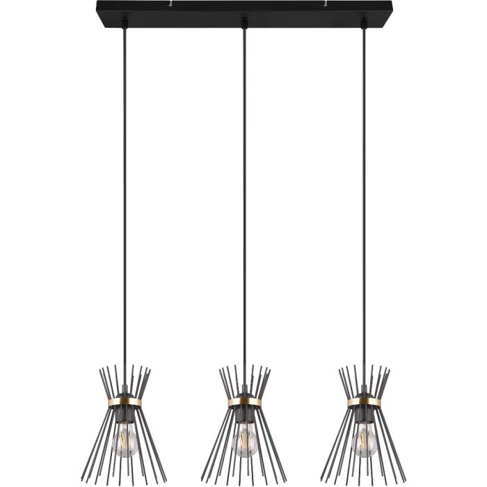 Trio Rod R31533080 zwart met goud kleurige hanglamp