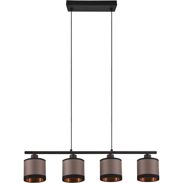 Trio Davos R31554041 zwarte hanglamp met taupe textiel