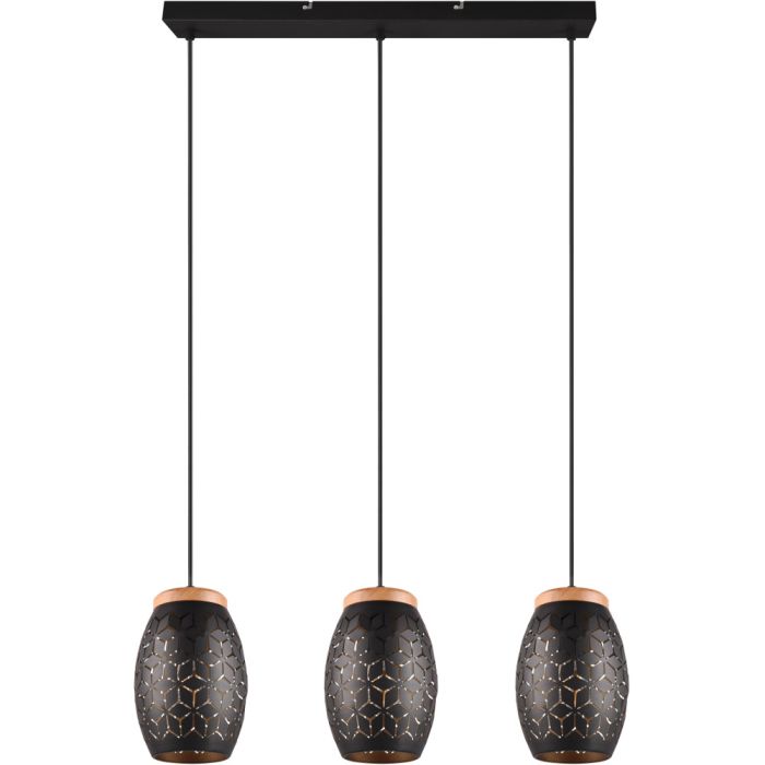 Trio Bidar R31573080 zwart met goud kleurige hanglamp