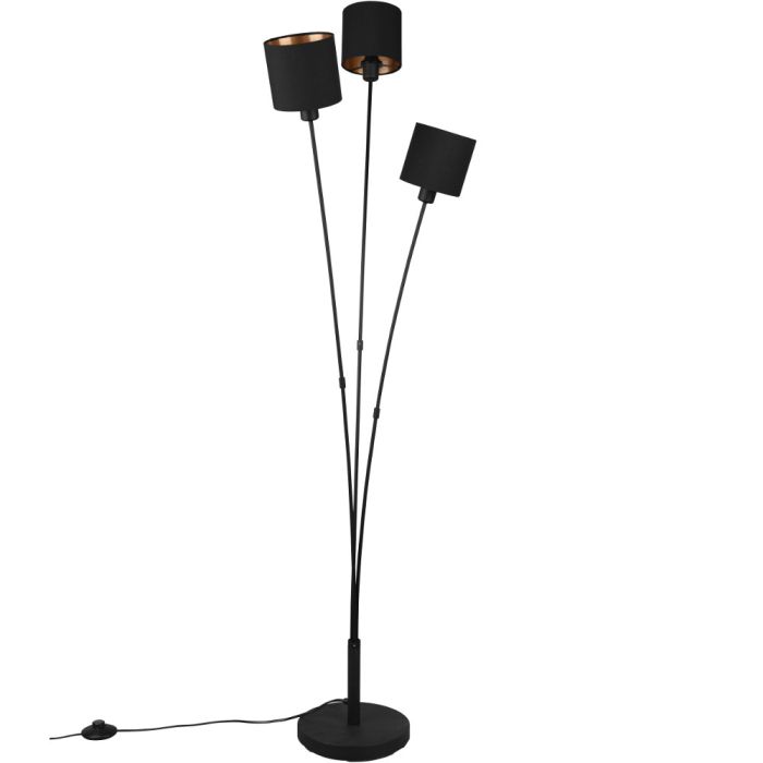 Trio Tommy R46333901 vloerlamp met zwarte kapjes van textiel