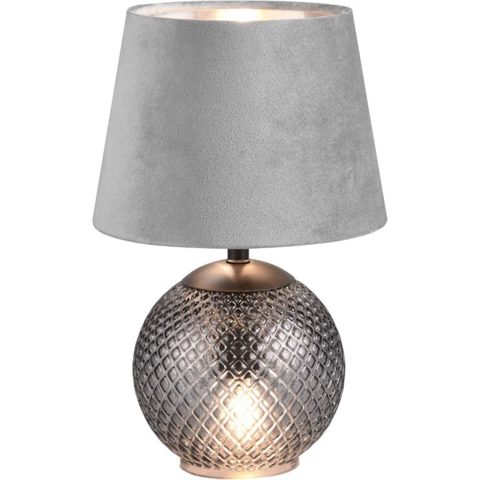 Trio Jonna R51242054 grijs fluwelen tafellamp met lamp in voet