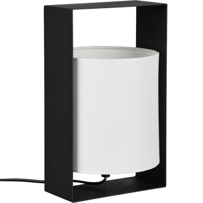 Reality Pail R55751032 zwart tafellampje met witte kap van textiel