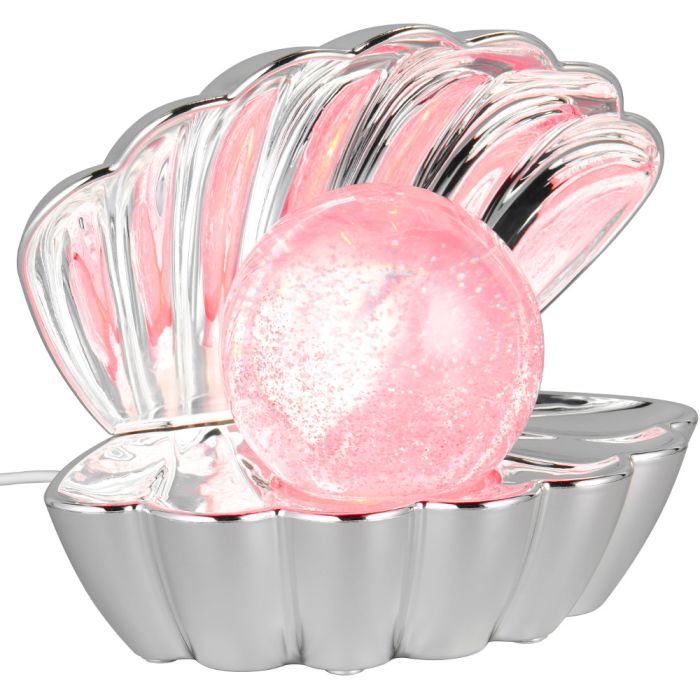 Trio Shelly R57731106 chromen tafellamp met licht parel in schelp