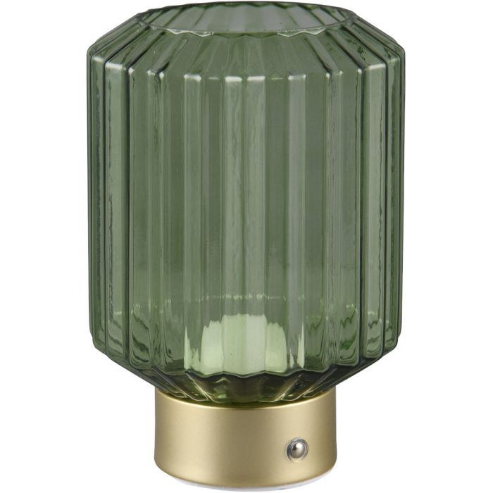 Reality Lord R57761115 messing met groen glazen oplaadbare tafellamp
