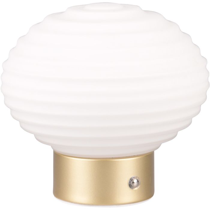 Reality Earl R57771101 messing oplaadbare tafellamp met opaal glas