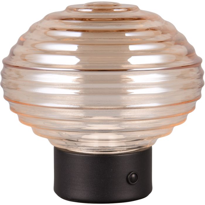 Reality Earl R57771113 zwarte oplaadbare tafellamp met amber glas