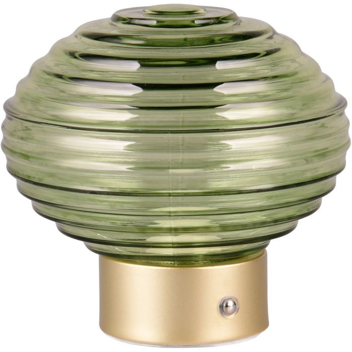 Reality Earl R57771115 messing oplaadbare tafellamp met groen glas