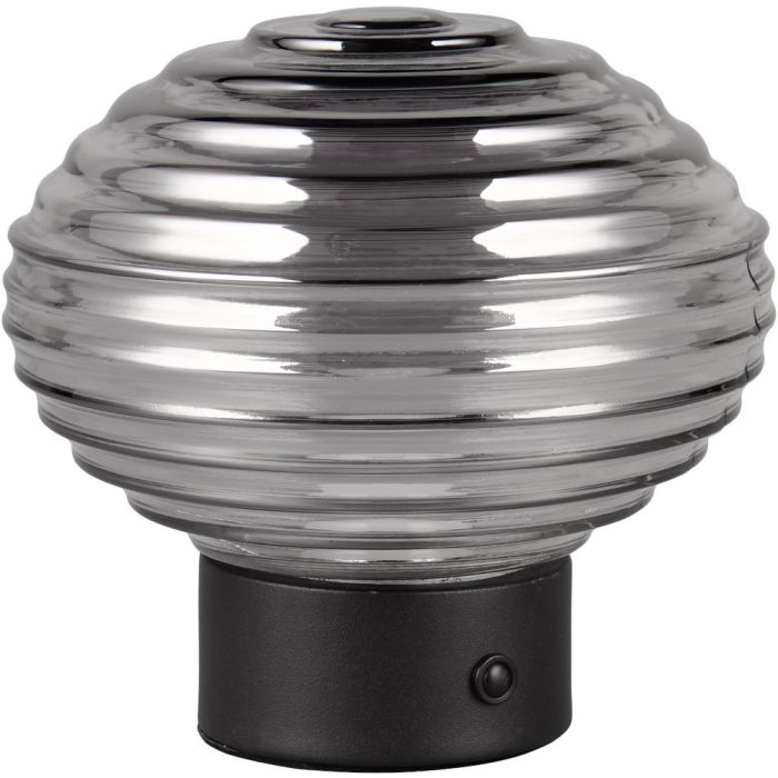 Reality Earl R57771154 zwarte oplaadbare tafellamp met rookglas