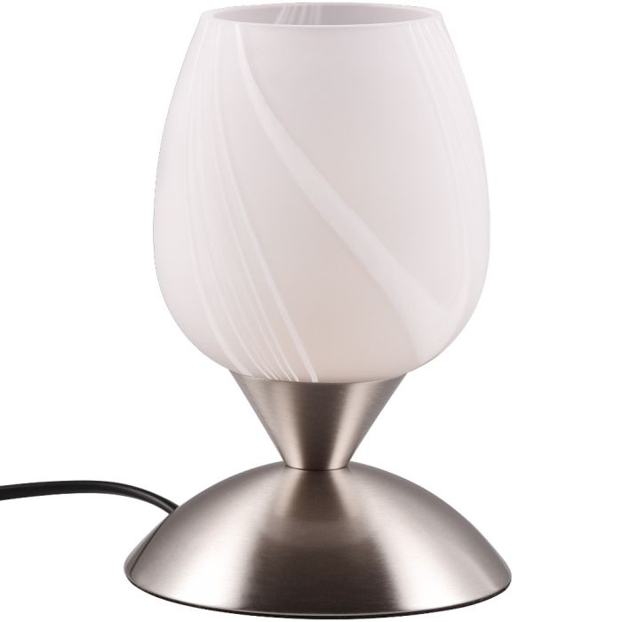 Trio Cup R59441001 mat staal tafellampje met albast glas