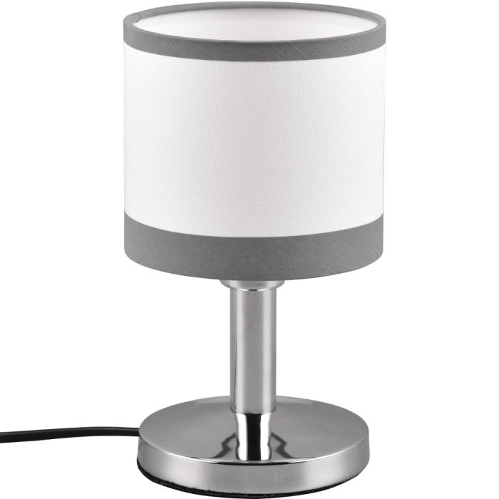 Trio Davos R59551006 chromen tafellamp met wit kapje van textiel