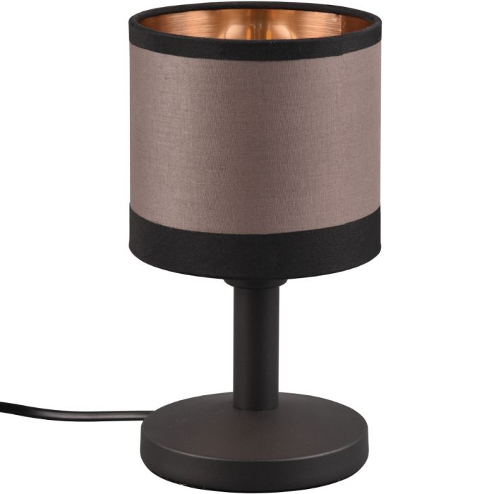 Trio Davos R59551041 zwarte tafellamp met taupe textiel