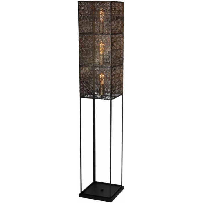 Freelight Avola S0801Z zwart gouden vloerlamp