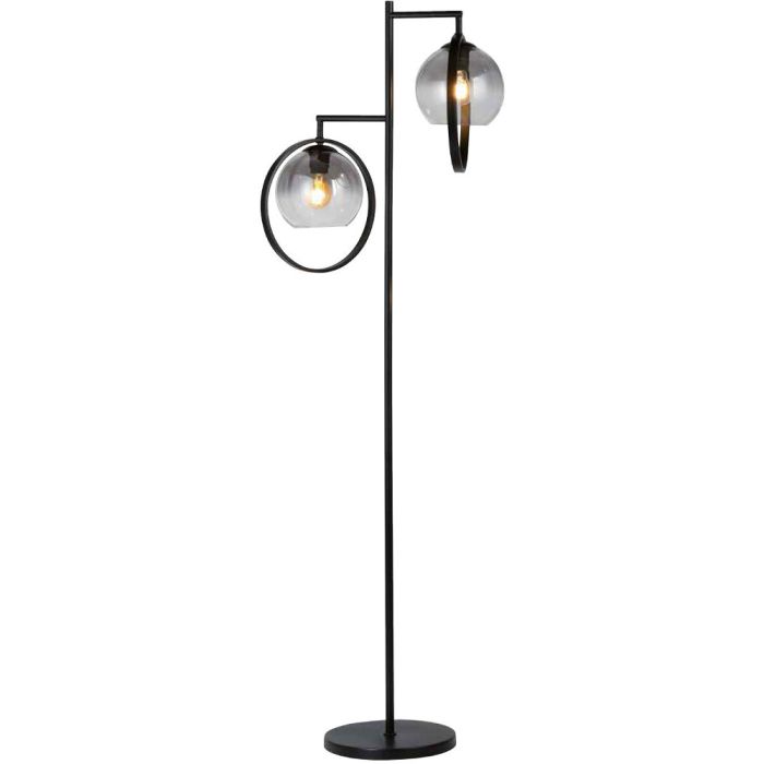 Freelight Aureol S2232SK zwarte vloerlamp met rookglas