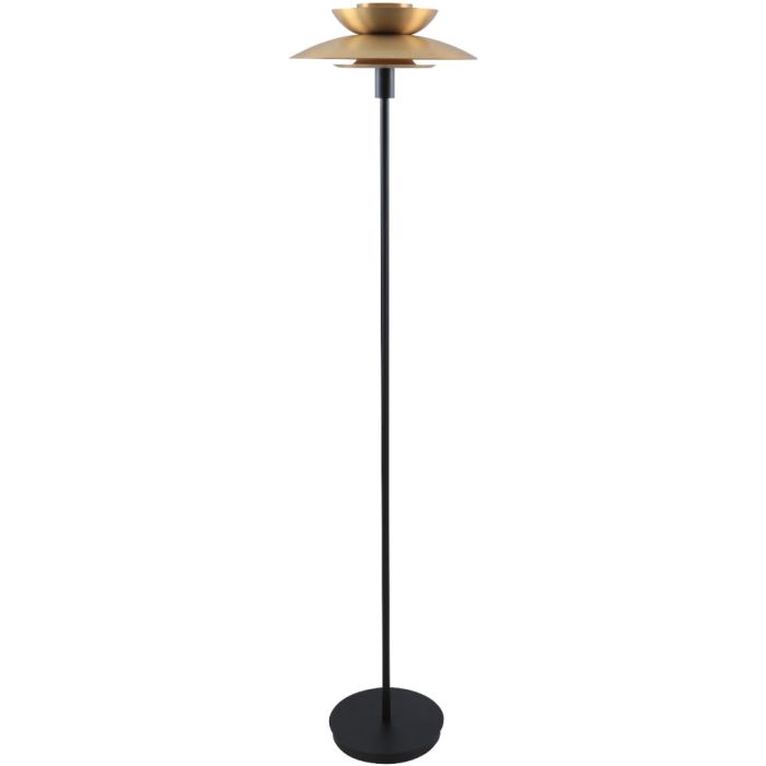 Freelight Muschio S3801BG zwarte vloerlamp met goudkleurig gelaagde kap
