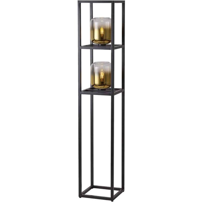 Freelight Dentro S4122GD zwarte vloerlamp met goud glas