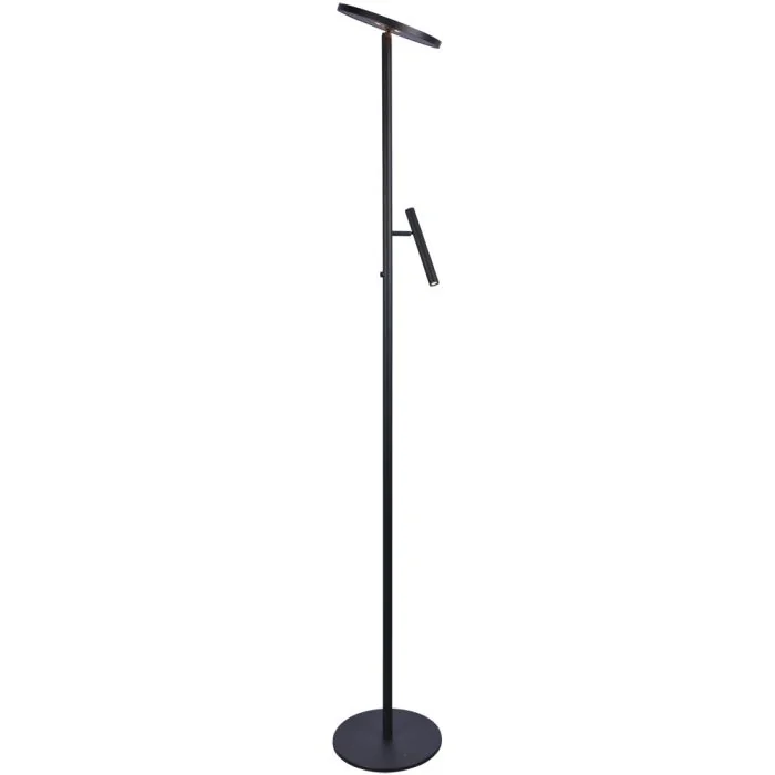 Freelight Stanza S4360Z zwarte uplighter met dunne leeslamp en schijfvormige uplighter