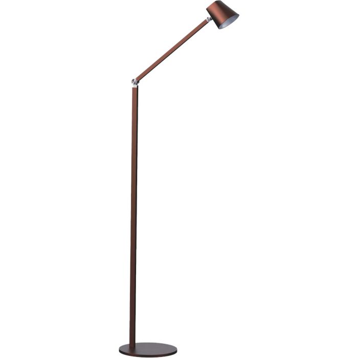 Freelight Trieste S4601K koperbruine vloerlamp met vierkant naar rond kapje en driestappen dimmer