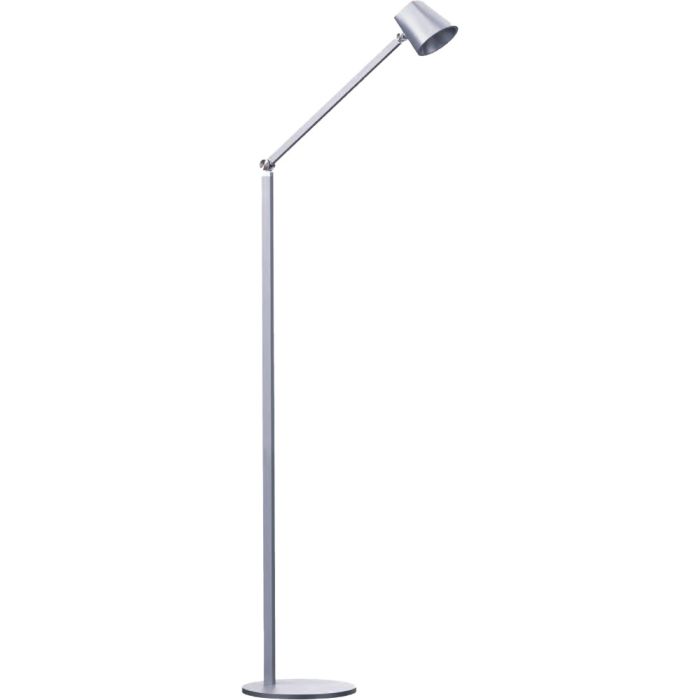 Freelight Trieste S4601S zilvergrijze vloerlamp met vierkant naar rond kapje en driestappen dimmer