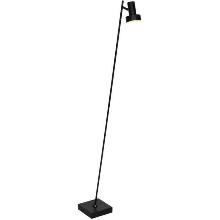 Freelight Lunata S9091Z zwarte vloerlamp met vierkante voet en dunne buis met in de top een spotje