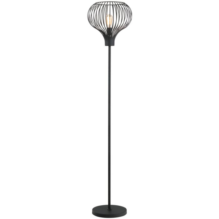 Freelight Aglio S7838Z zwarte vloerlamp met kap van dunne reepjes metaal