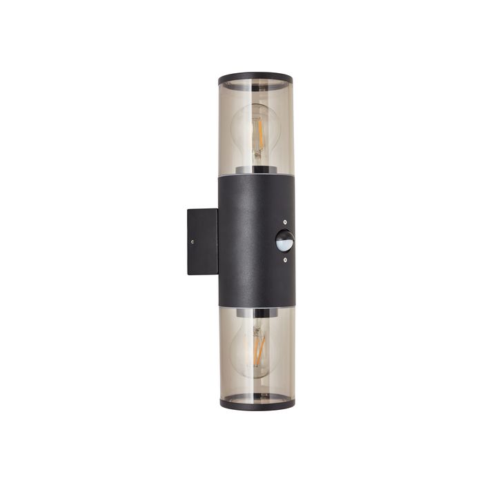 Brilliant Sergio 96474/63 mat zwarte buitenlamp met bewegingsmelder