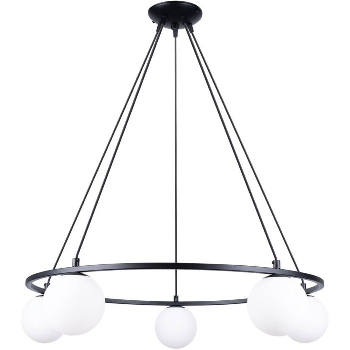 Sollux Yoli SL.1214 zwarte kroonluchter met wit glazen bollen