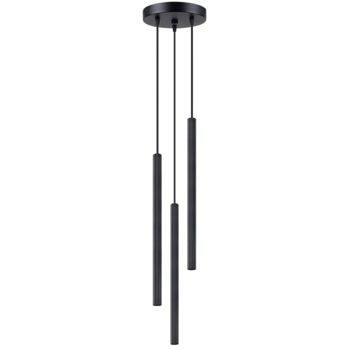 Sollux Arche SL.1341 zwart geribbelde buis hanglamp