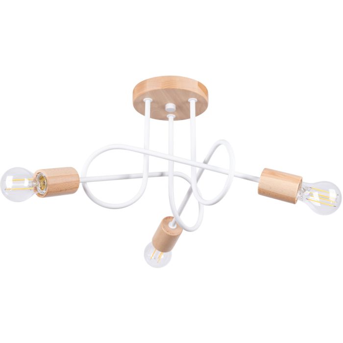 Sollux Ember SL.1474 witte plafondlamp met houten delen