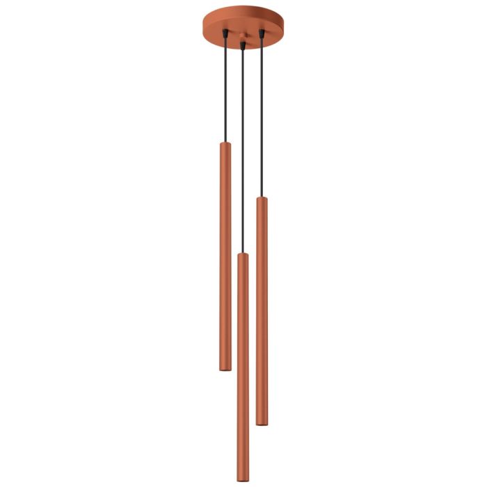 Sollux Pastelo SL.1527 oker rode hanglamp met drie buisvormige kappen
