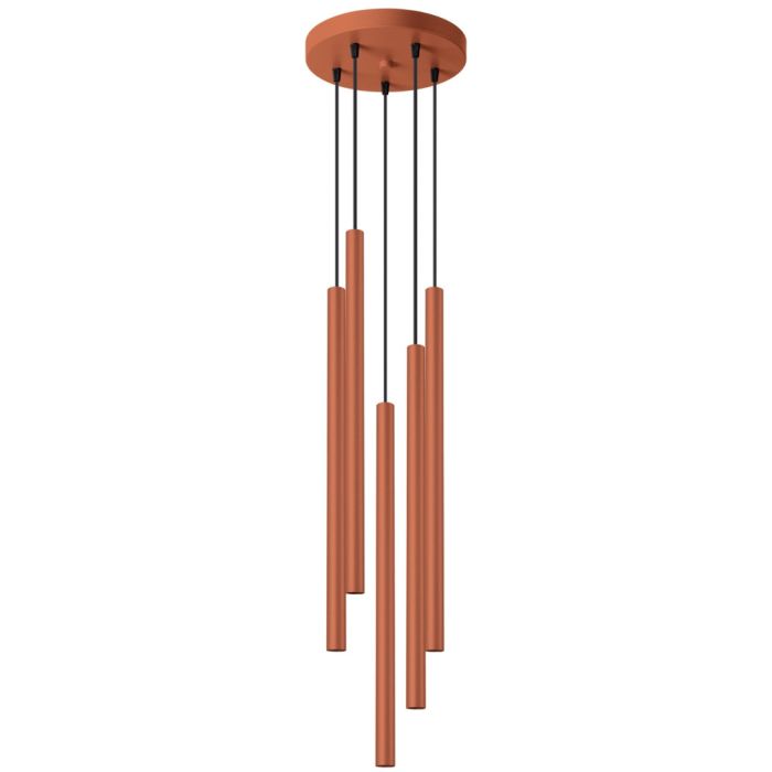 Sollux Pastelo SL.1528 oker rode hanglamp met vijf buisvormige kappen