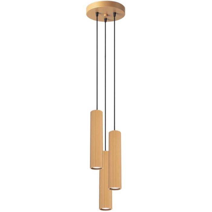 Sollux Karbon SL.1557 goudkleurig geribbelde hanglamp
