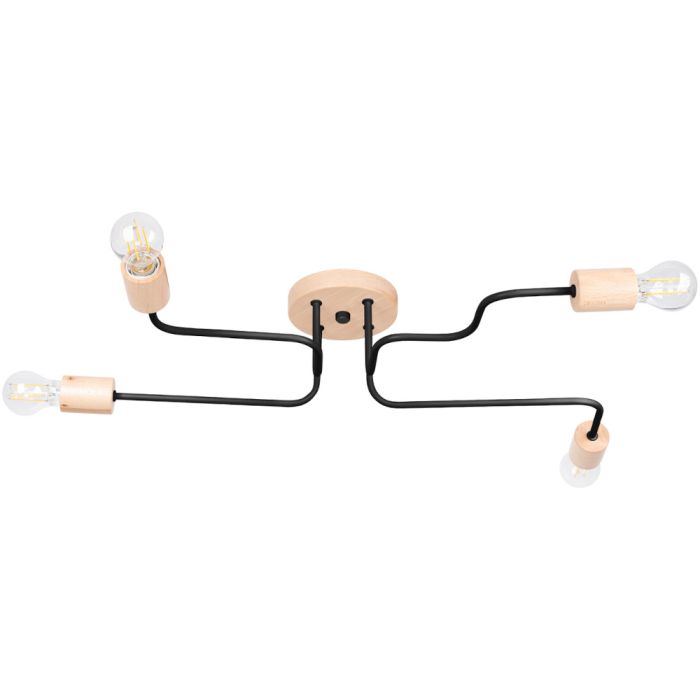 Sollux Timbo SL.1669 zwarte met houten plafondlamp